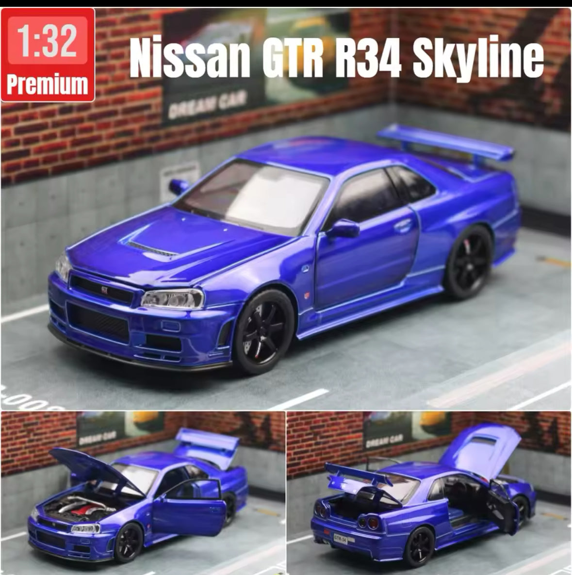 Premium Nissan GTR R34 Skyline Diecast Technology 1:32 Scale