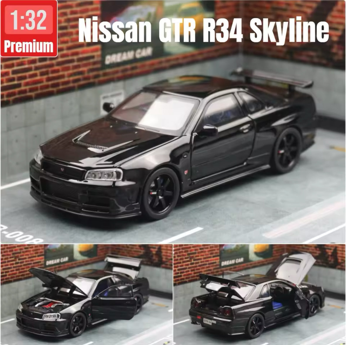 Premium Nissan GTR R34 Skyline Diecast Technology 1:32 Scale